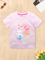 Girl's Cute Cartoon T-shirt for Summer Outings