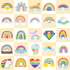 50pcs Rainbow Waterproof DIY Stickers for Water Bottle Laptop Phone Skateboard