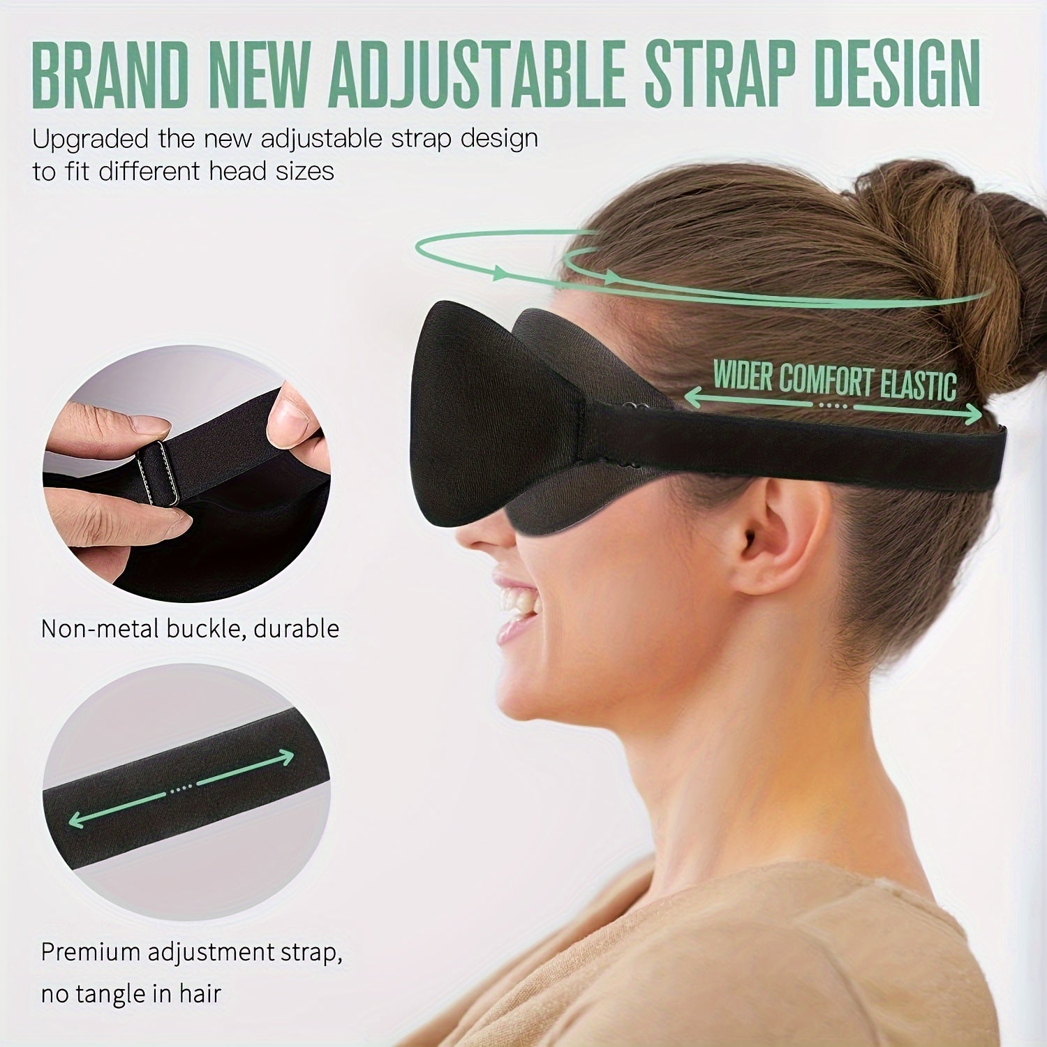 3D Contoured Sleep Eye Mask Soft Blindfold Adjustable Strap
