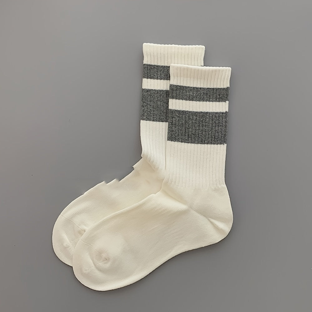 Men's Striped High Tube Sports Socks Breathable Thin Stockings