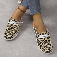 Leopard Pattern Loafers Lace Up Slip On Shoes