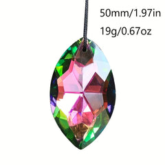 Rainbow Horse Eye Oval Crystal Faceted Prism Glass Charm Curtain Sun Catcher Cha
