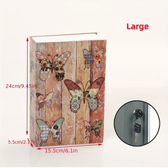 Simulation Butterfly Money Box Bookcase Storage Box with Key Lock