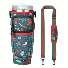 Christmas Cup Holder Bag with Strap Waterproof Insulation 40oz Sports Cup