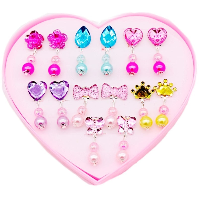 7 Pairs Acrylic Pendant Ear Clip Earrings No Piercing for Girls