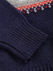 Jacquard Round Neck Knit Pullover Kids Casual Sweater Top
