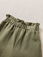 Girls Bell Bottomed Pants High Waisted Loose Fit