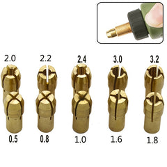 11pcs Brass Collet Set Rotary Tool 0.5-3.2mm Replacement Nut Quick Change Drill