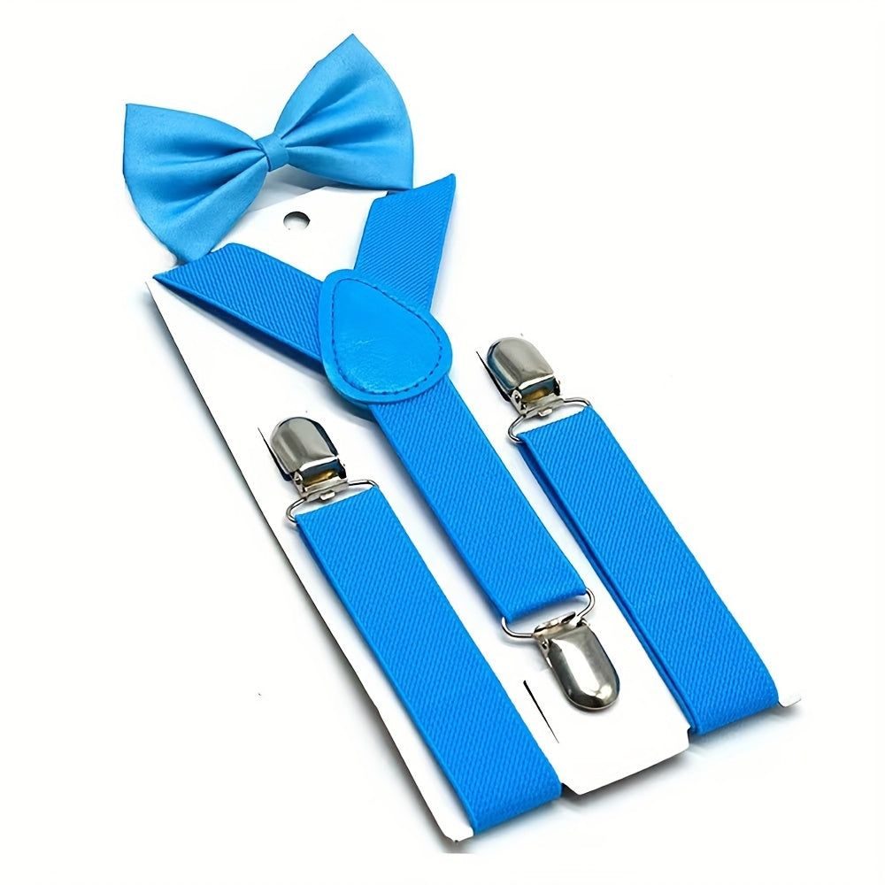 Y Shaped Suspenders Bow Tie Set For Kids
