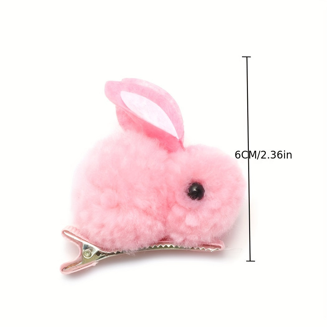 2pcs Baby Girls Plush Rabbit Hair Clips Princess Decorative Hair Accessories