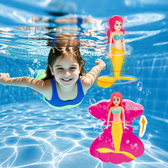 3pcs Mermaid Pool Toys Pack Spinning Mermaid with Shell Box Underwater Bath Toys