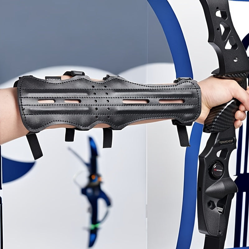 Archery Leather Arm Guard Long 4 Straps Forearm Protective Gear