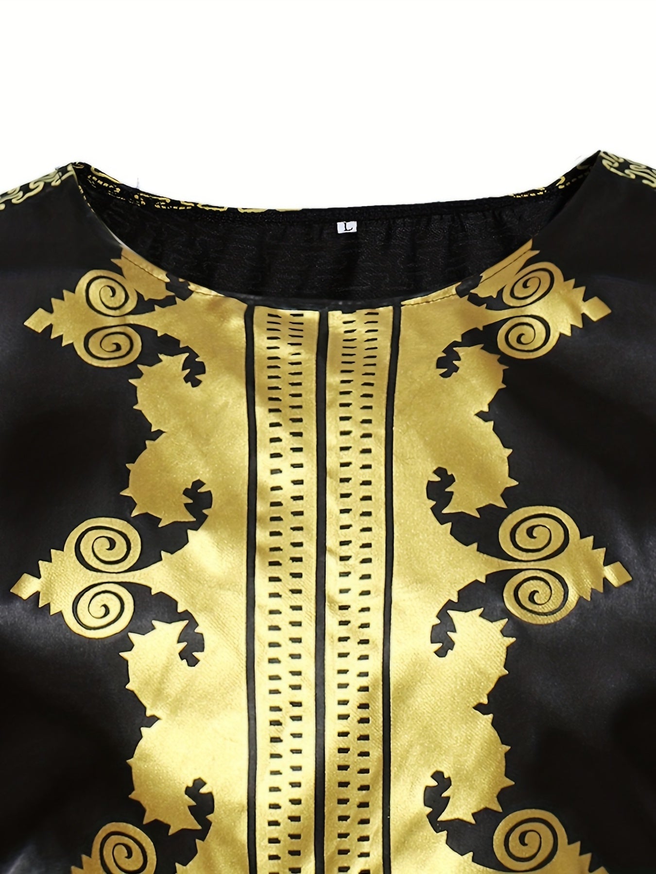 Men's African Dashiki Shirt Long Sleeve Crew Neck Print