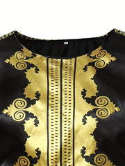 Men's African Dashiki Shirt Long Sleeve Crew Neck Print