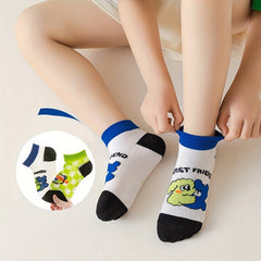 5 Pairs Boys Kids Cartoon Bear Ankle Socks Summer Spring Thin Mid Tube Socks