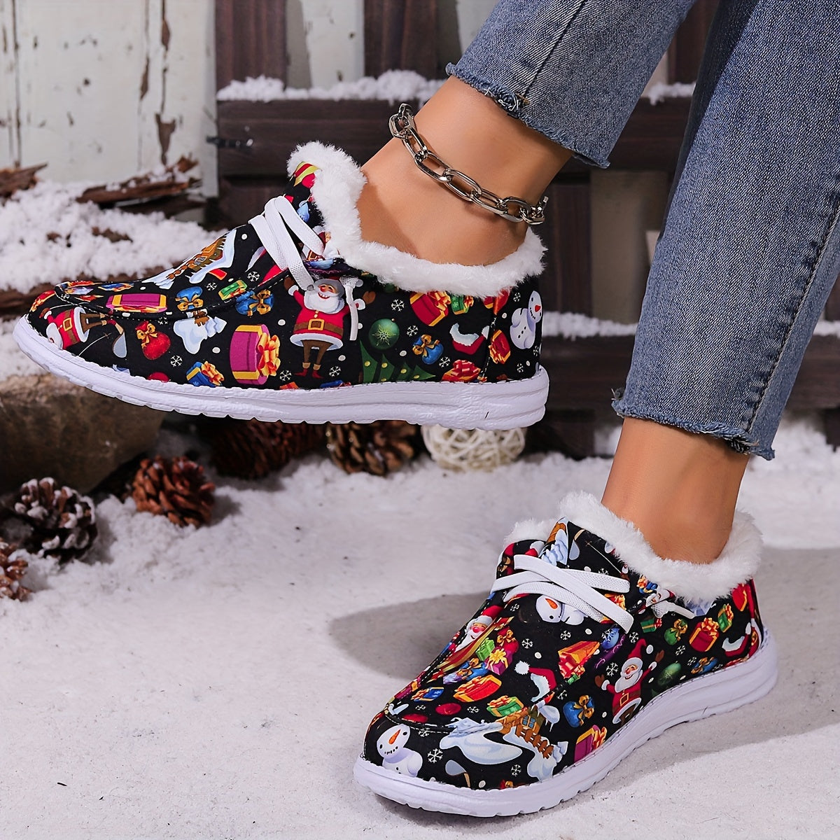 Women's Christmas Snow Boots Winter Plus Plush Comfort Flats
