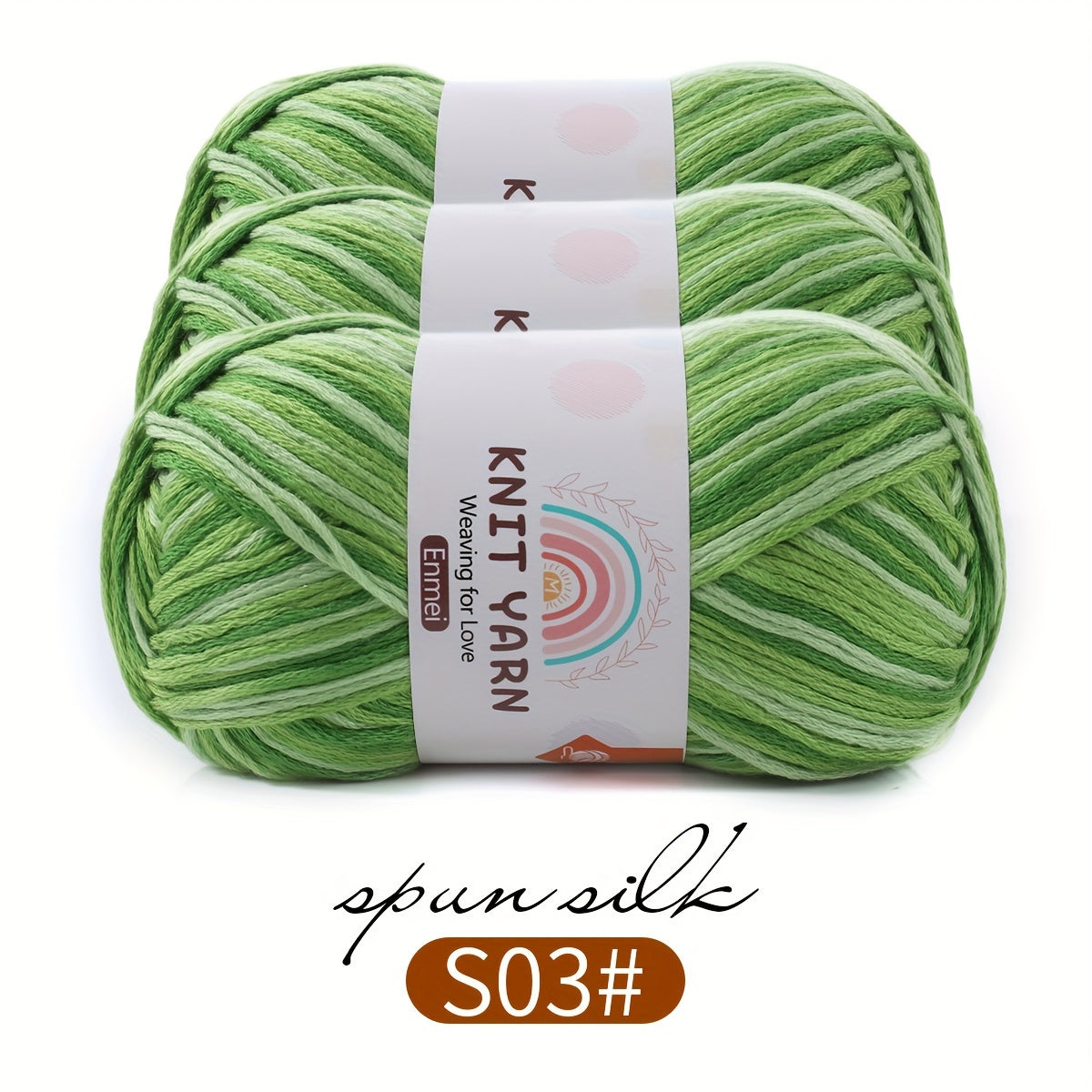 3pcs Colored Yarn Gradient Dyed Milk Cotton Thread for Knitting Crochet Crafts