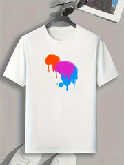Gradient Splatter Print Men's Active T-shirt Stretch Tee For Summer