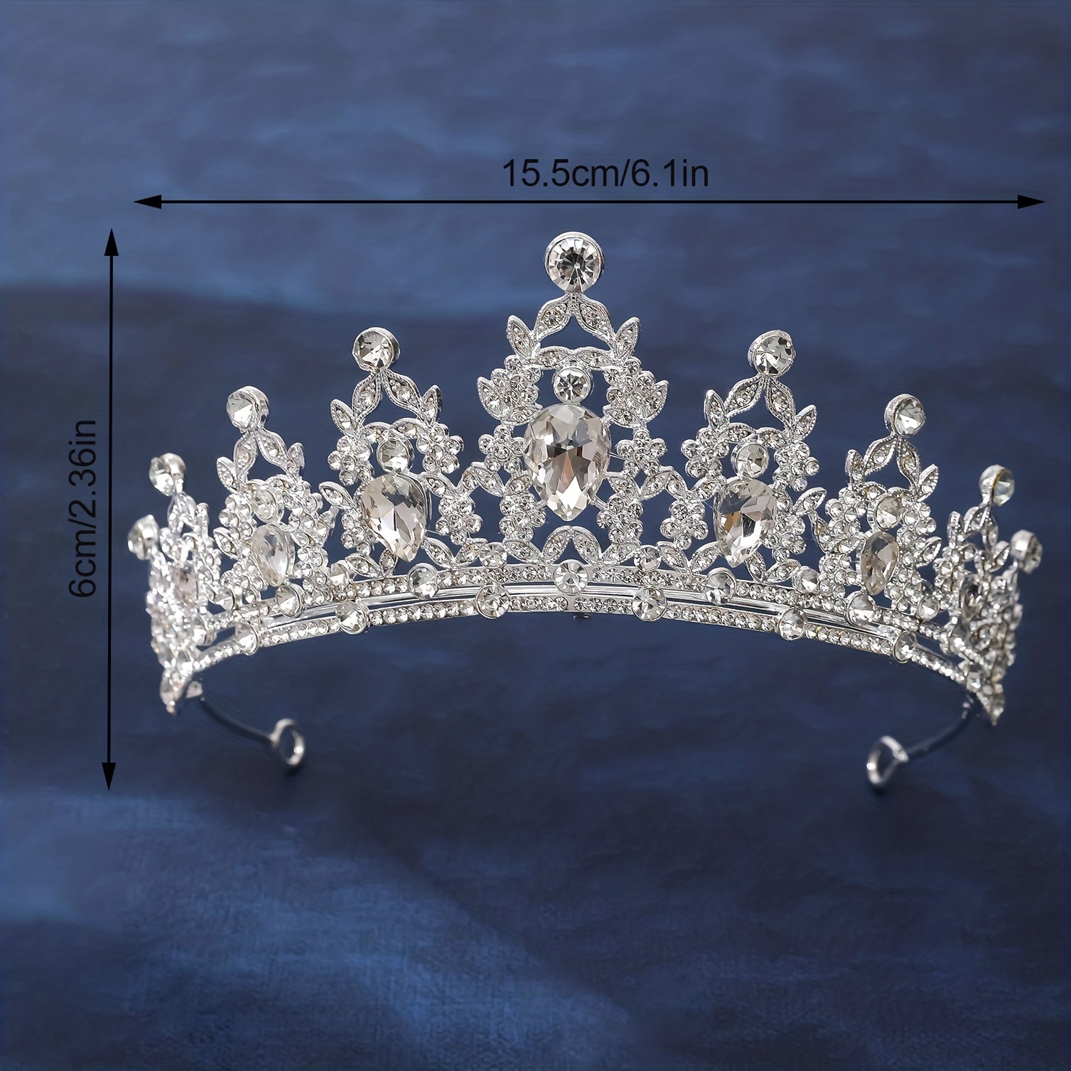 Alloy Inlaid Rhinestone Golden Hair Crown Wedding Tiara Crystal