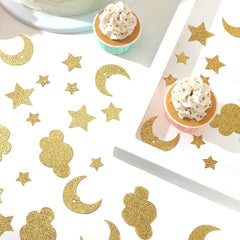 100pcs Golden Glitter Stars Moon Clouds Confetti Birthday Party Decor
