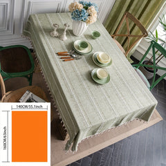 Green Striped American Tablecloth Rustic Style Table Cover