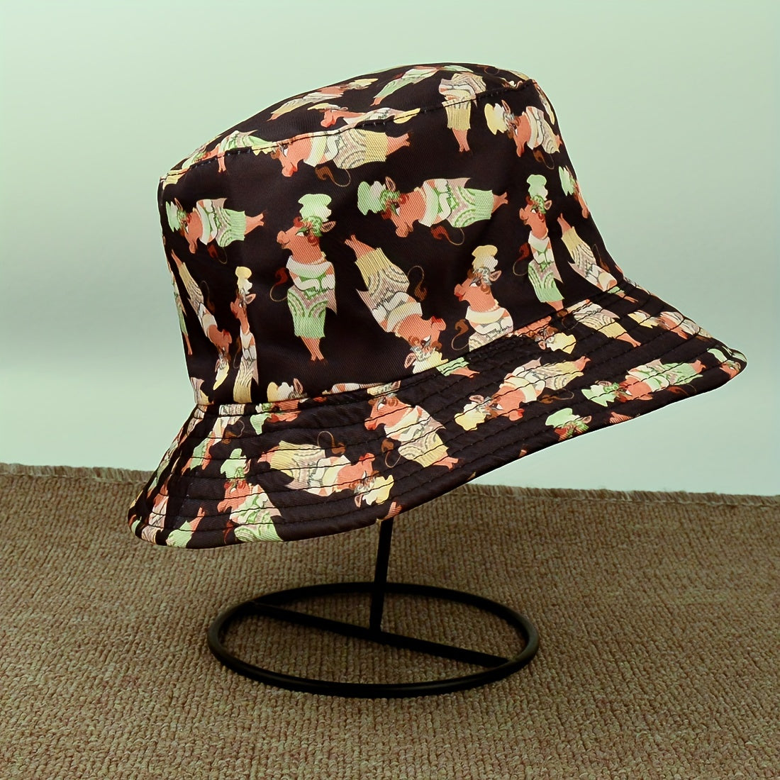 Miss Horse Print Sunshade Bucket Hat for Men Women
