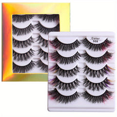 5 Pairs Colored Faux Mink Lashes Fluffy Natural Volume Eyelashes Extension