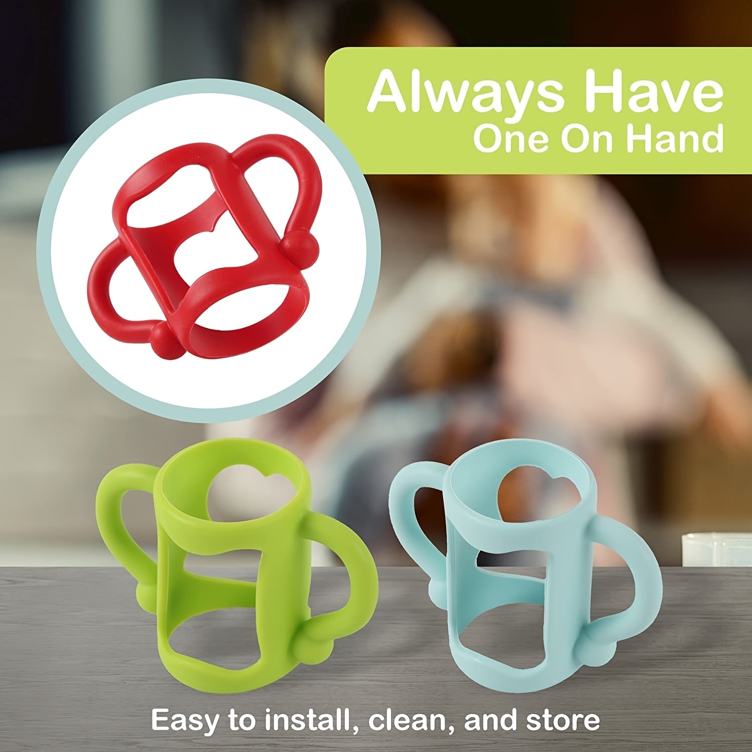 Silicone Bottle Handle for Narrow Bottles, Red/Green