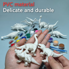 11pcs Kids Painting Set 6 Dinosaurs 12 Colors 2 Brushes 1 Palette PVC Material