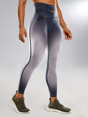 Denim Print Gradient Yoga Leggings High Waist