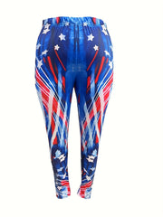Flag Print Skinny Leggings High Waist Stretchy Leggings