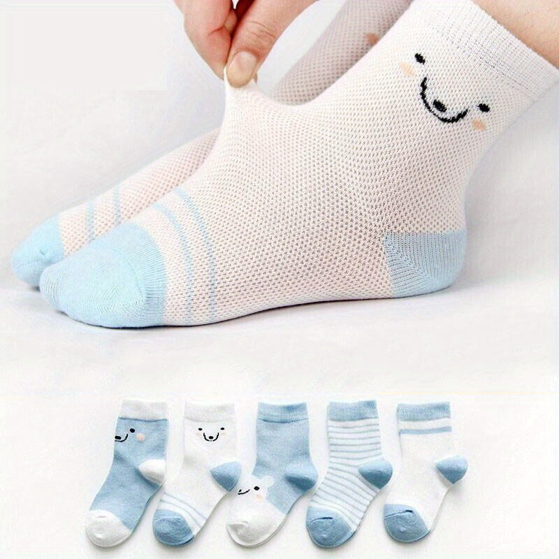10 Pairs Baby Girls Cartoon Bear Pattern Socks for Spring Summer