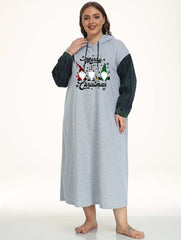 Christmas Plaid Gnomes Hooded Nightdress