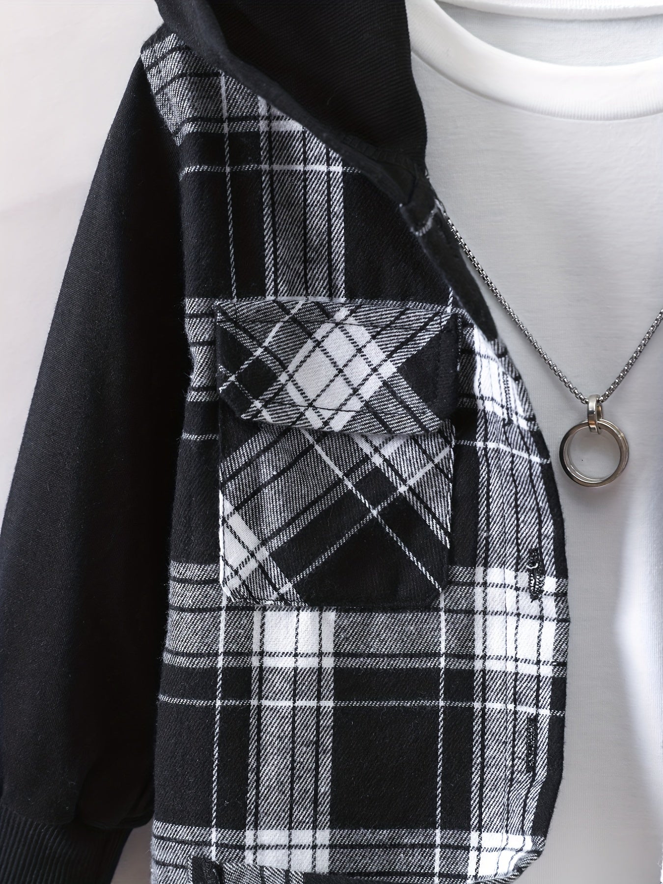 Kids Plaid Hooded Jacket Casual Button Down Hoodie