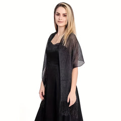 Sheer Silk Fringe Trim Scarf Shawl Casual Head Wrap For Party Dress