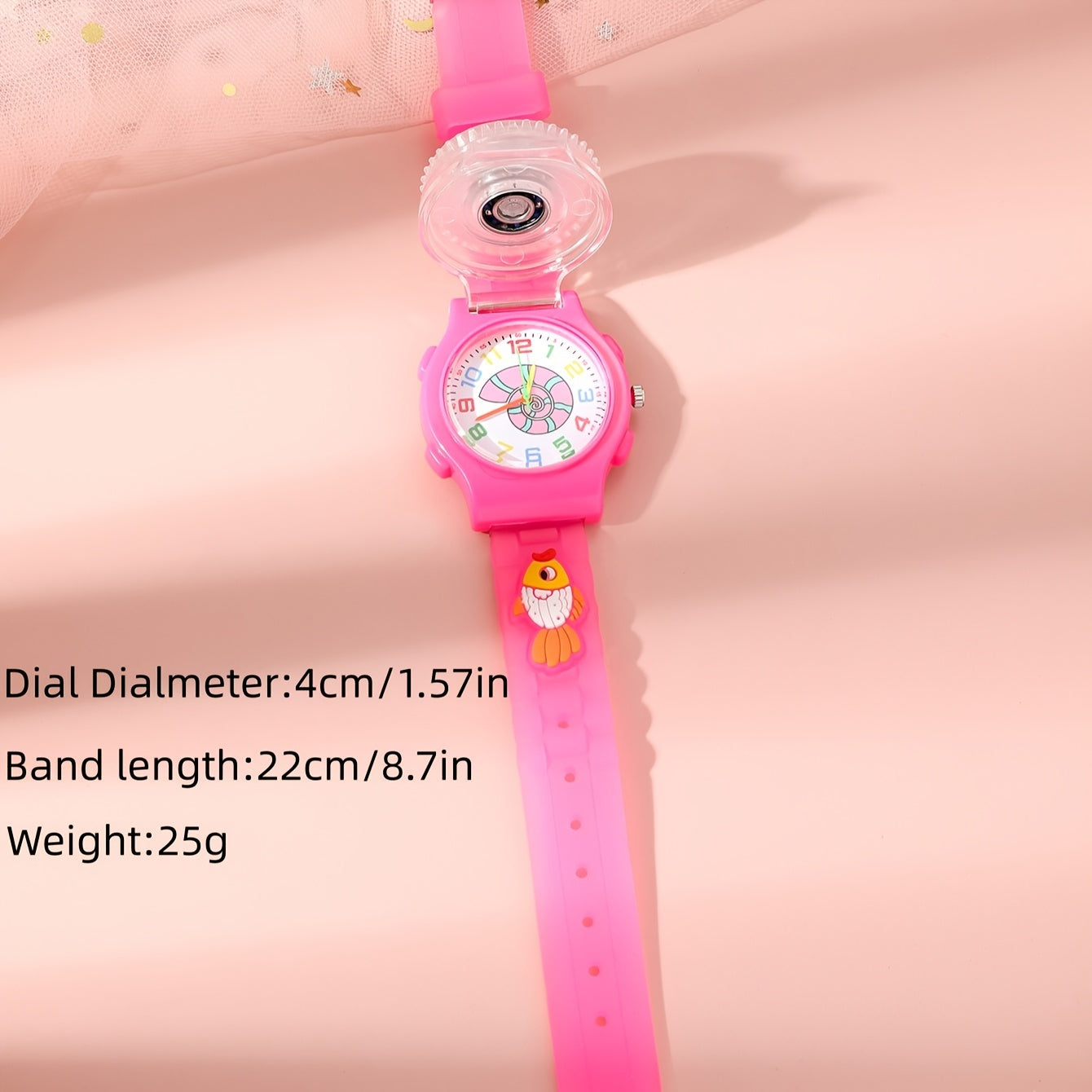 Pink LED Fidget Spinner Cartoon Watch for Kids