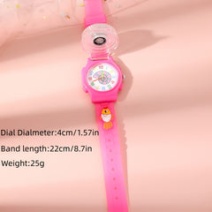 Pink LED Fidget Spinner Cartoon Watch for Kids