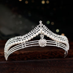 Faux Pearl Crystal Bridal Crown Hairband Party Favor Decorations