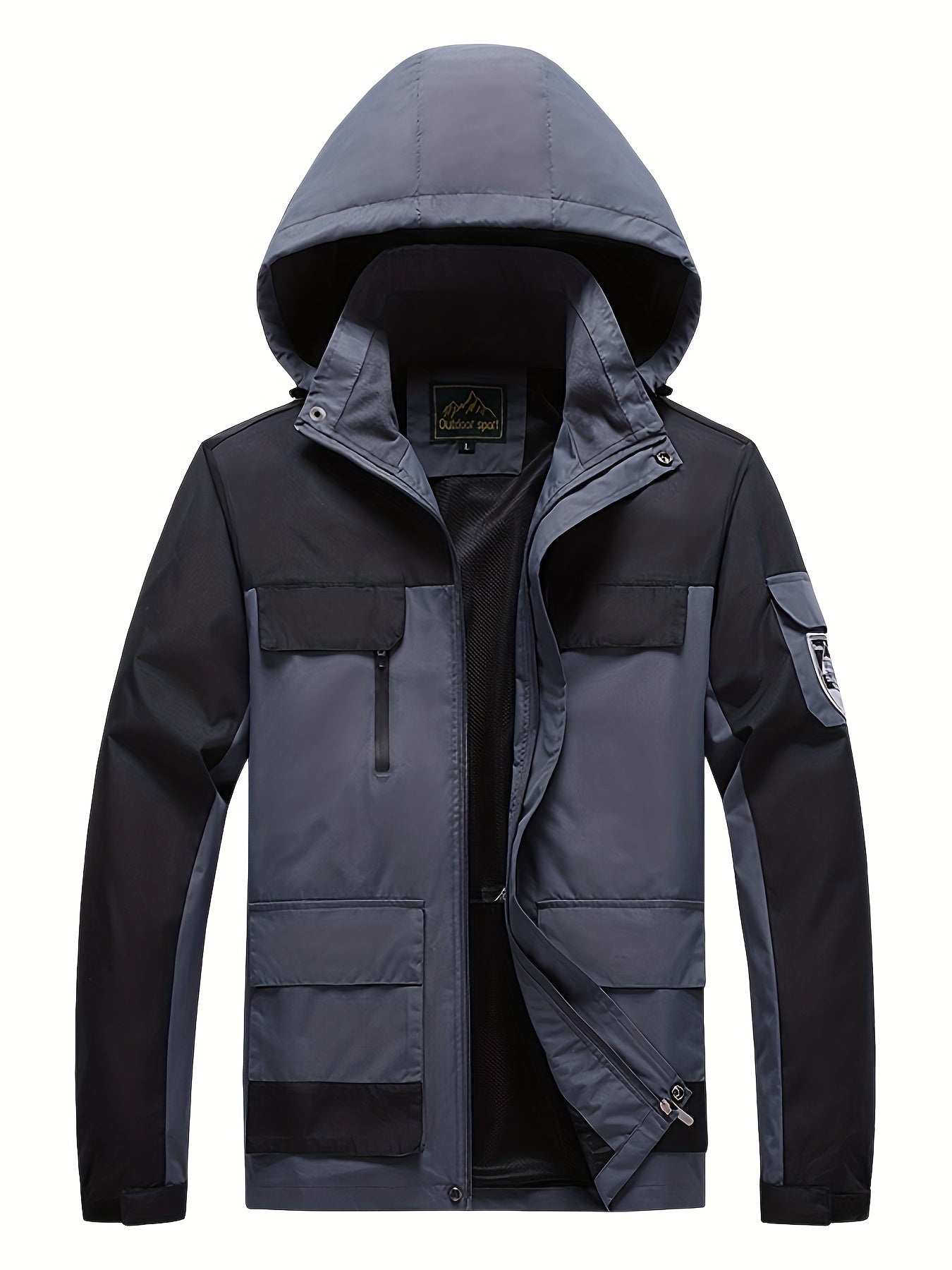 Men's Casual Waterproof Windbreaker Jacket Hooded Coat for Outdoors
