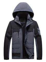 Men's Casual Waterproof Windbreaker Jacket Hooded Coat for Outdoors