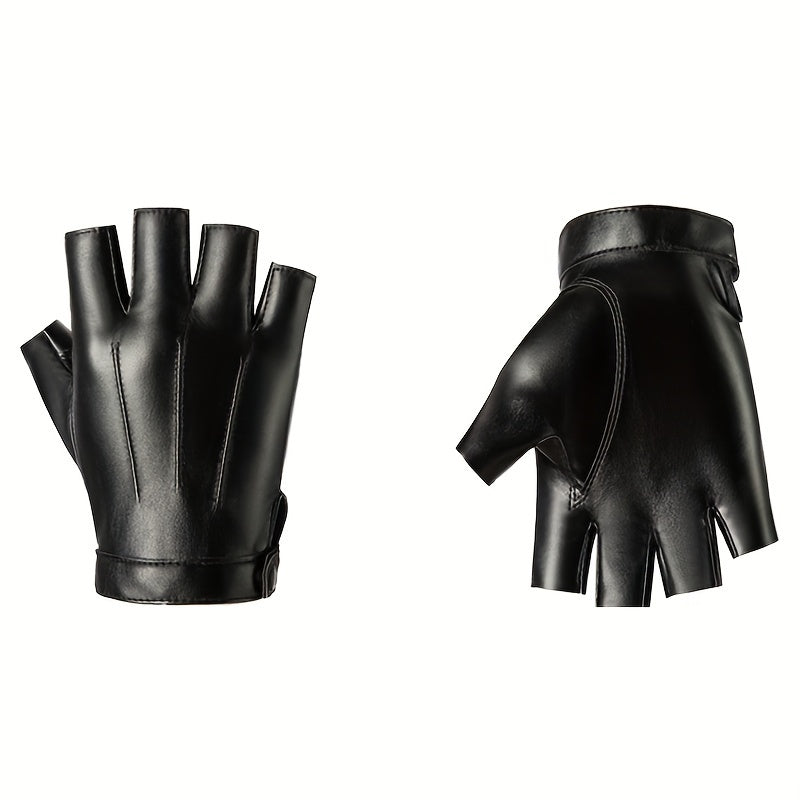 Half Finger Gloves for Outdoor Sports Faux Leather Gloves