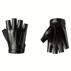 Half Finger Gloves for Outdoor Sports Faux Leather Gloves