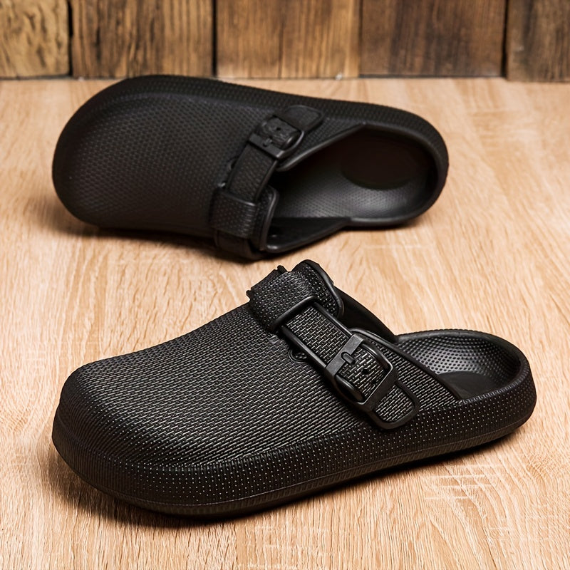 Women's Solid Indoor Slides Slip On Round Toe Platform Shoes