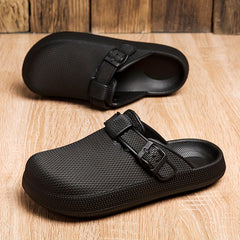 Women's Solid Indoor Slides Slip On Round Toe Platform Shoes