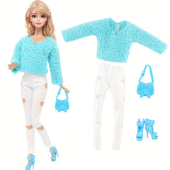 Doll Clothes 4pcs Set Top Trousers Bag Shoes No Dolls Fit 11 8 Inch Girl Doll