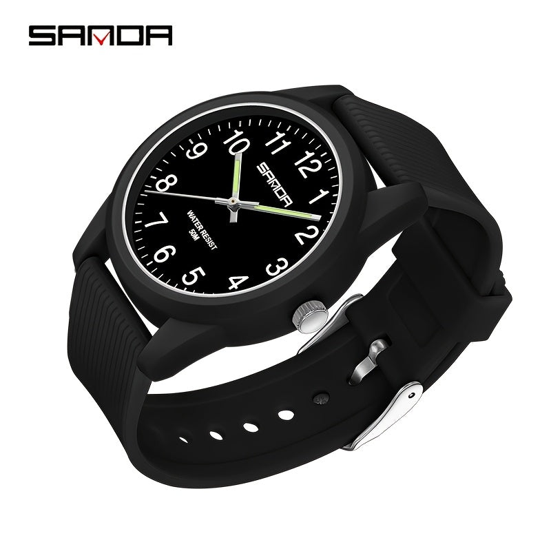 SANDA Unisex Sports Quartz Wristwatch Water Resistant Round Dial