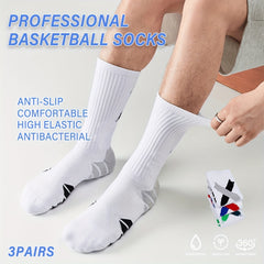 3Pairs Breathable Compression Football Mid calf Socks