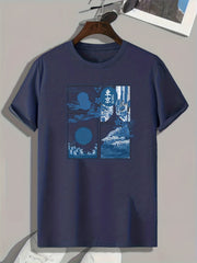 Tokyo Pattern Print Men's Comfy Sports T-shirt Graphic Tee