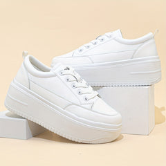 Women's Lace Up Thick Sole Skate Shoes Low Top Sneaker