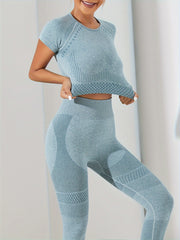 2pcs Stretchy Crop Top & Leggings Workout Set for Women
